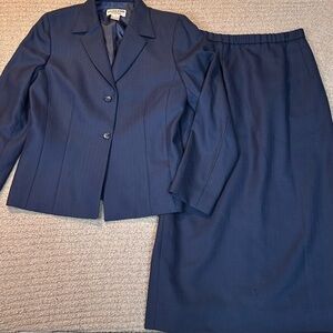 Vintage Pendleton Wool Skirt Suit Blue 2 Piece Blazer Midi Skirt 90s USA Wool